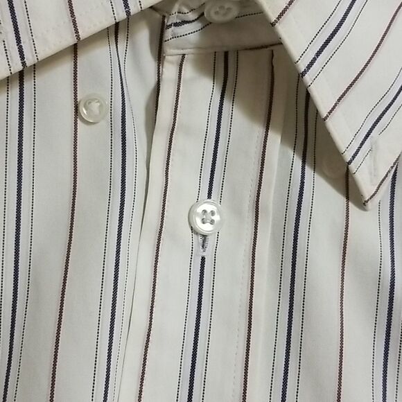 🎁5/$25 Stafford Shirt Men's 17 34 Pin Point Oxford Men's Long Sleeve Stripes - Picture 7 of 9